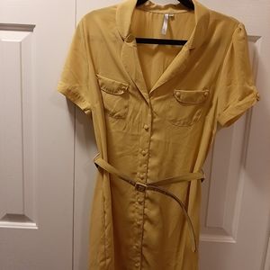 Yellow button up dress